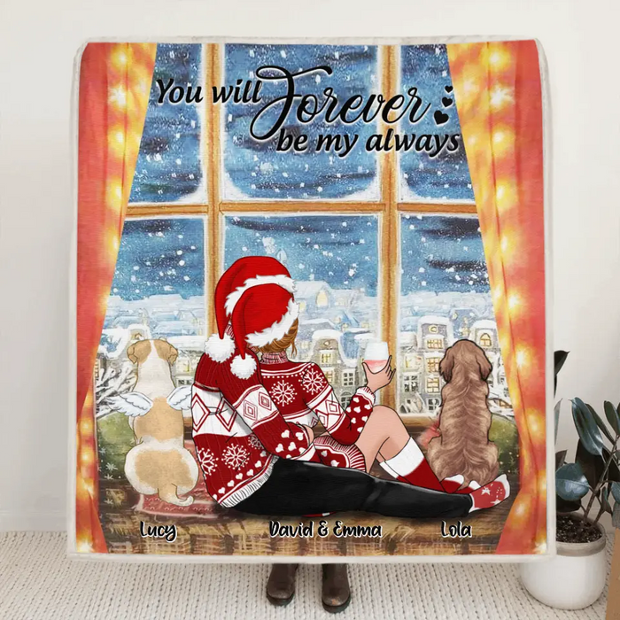 Custom Personalized Hugging Couple Xmas Quilt/Fleece Blanket - Couple With Upto 2 Pets - Best Gift For Christmas - You Will Forever Be My Always - EWFNOK