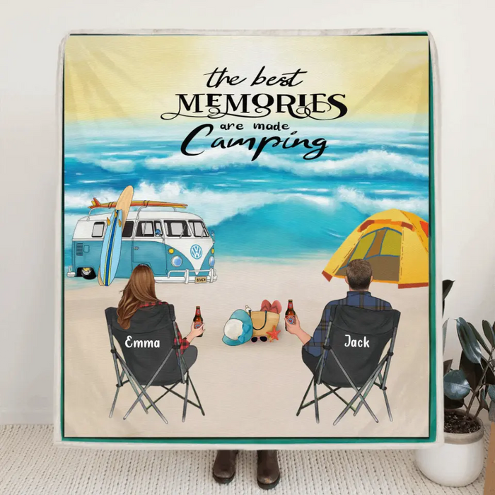Custom Personalized Beach Camping Couple Blanket - Best Gift For Camping Lovers - The Best Memories Are Made Camping