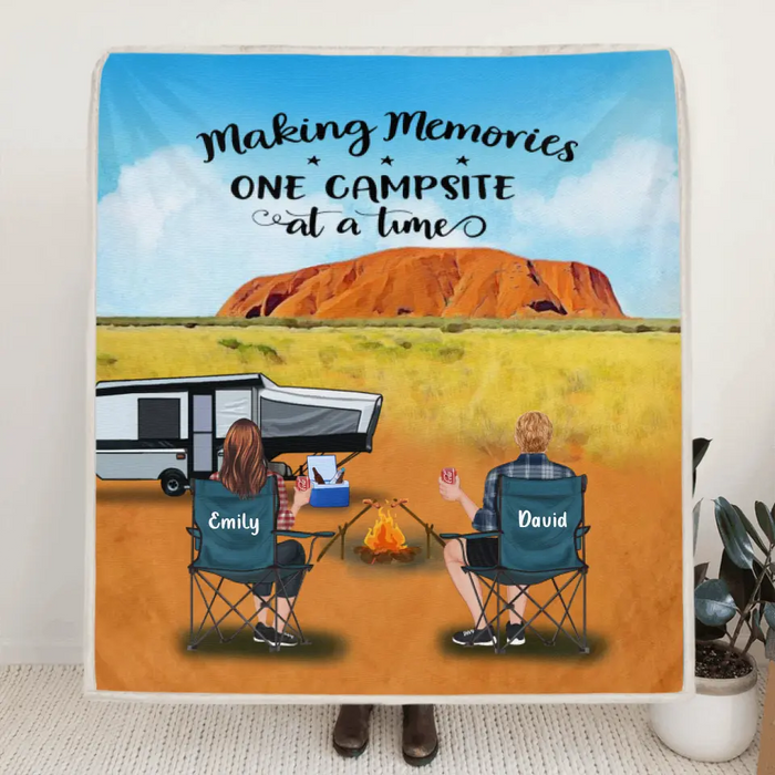 Custom Personalized Australian Camping Blanket - Parents with Up to 3 Kids and 3 Pets - Best Gift For Camping Lovers - Making Memories One Campsite At A Time