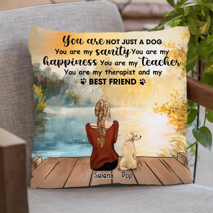Custom Personalized Dog Mom Quilt/ Fleece Blanket, Pillow Cover - Woman With Upto 5 Dogs - Best Gift For Dog Lover  - You Are Not Just A Dog