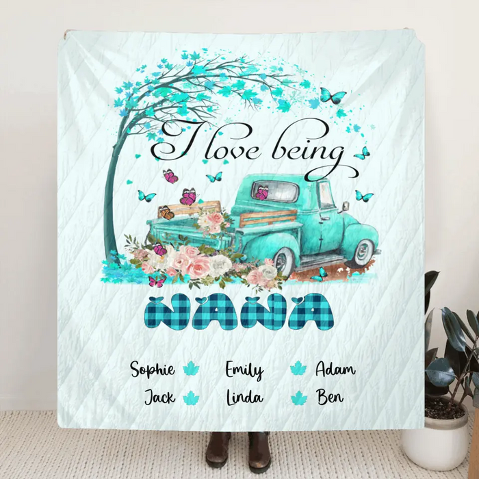 Custom Personalized Grandma Quilt/Fleece Blanket - I Love Being A Grandma - R5OIKQ