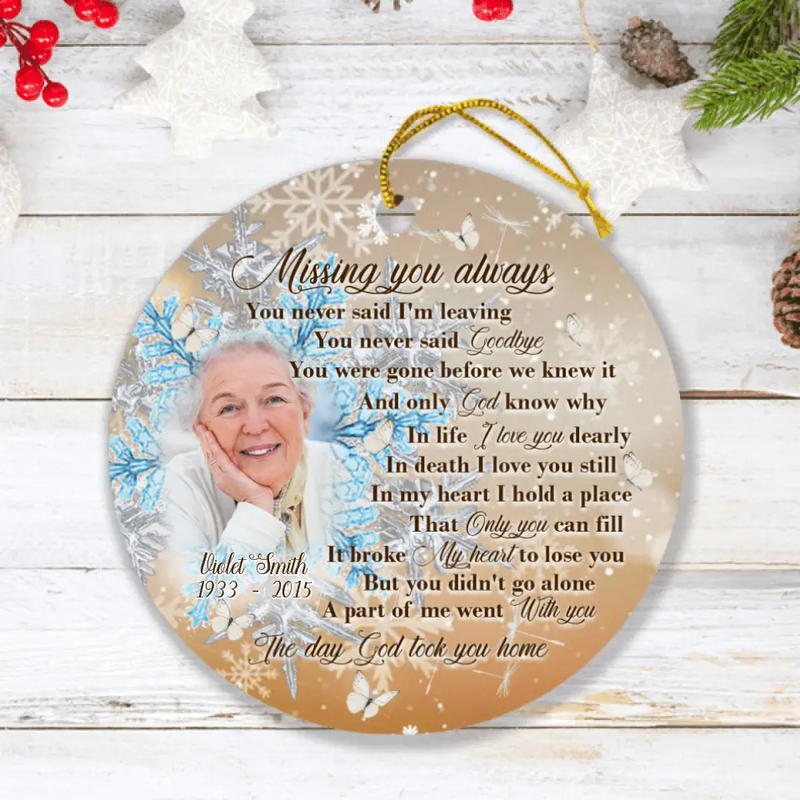 Personalized Remembrance Ornament - Memorial Gift - Missing You Always - GTWDM6