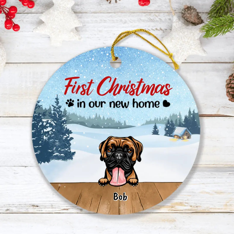 Personalized Christmas Dog Ornament - Up to 7 Dogs - Christmas Gift For Dog Lover - First Christmas In Our New Home