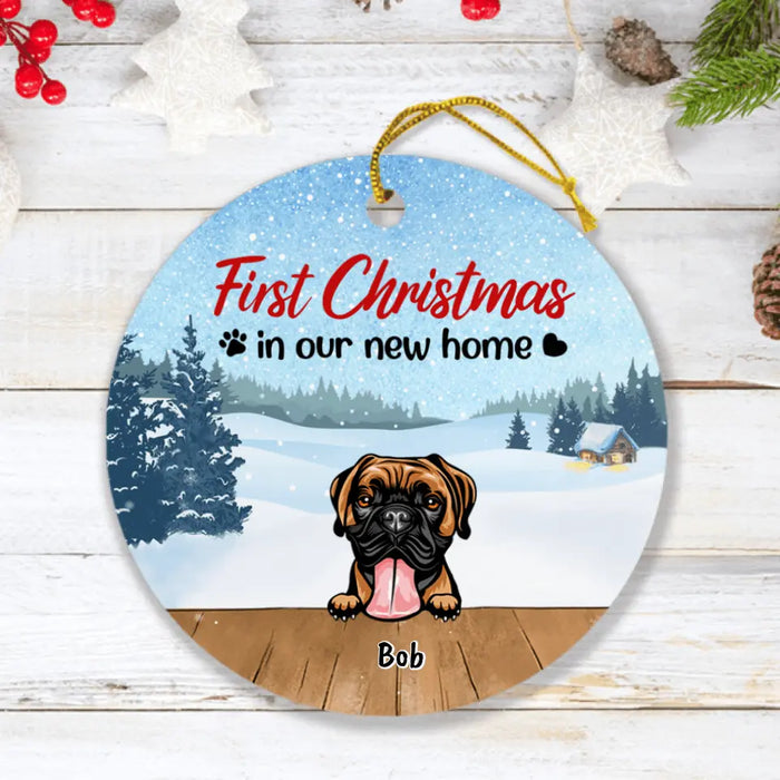 Custom Personalized Christmas Dog Ornament - Upto 7 Dogs - Christmas Gift For Dog Lover - First Christmas In Our New Home