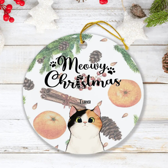 Custom Personalized Christmas Cat Ornament - Best Gift Ideas For Christmas and Cat Lovers - Meowy Christmas - TW5J6V