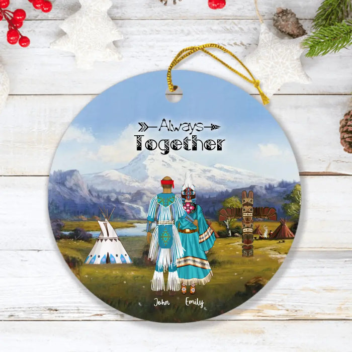 Personalized Native American Ornament - Gift Idea For The Whole Family - Couple/Parents & Upto 2 Kids Native American - Always Together
