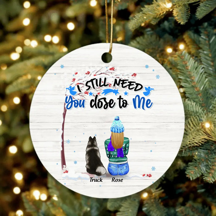 Custom Personalized Memorial Dog Winter Ornament - Mom With Upto 4 Dogs - Best Gift For Dog Lover - 8ALLOF
