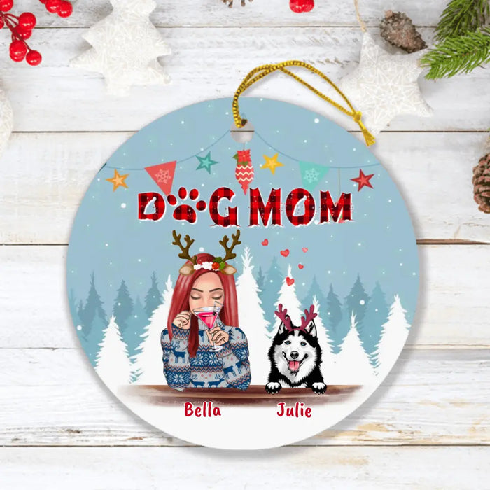 Custom Personalized Dog Mom Xmas Ornament - Upto 4 Dogs - Best Gift For Dog Lover - 2T7CRT