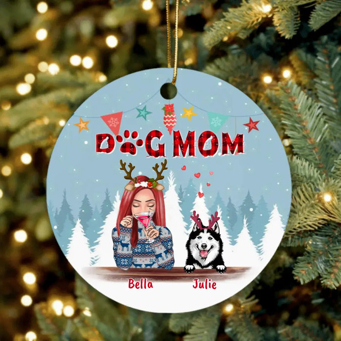 Custom Personalized Dog Mom Xmas Ornament - Upto 4 Dogs - Best Gift For Dog Lover - 2T7CRT