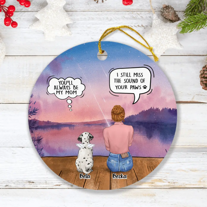 Custom Personalized Memorial Pet Mom Ornament - Woman With Upto 5 Pets - Best Gift For Pet Lover - It's So Hard To Say Goodbye