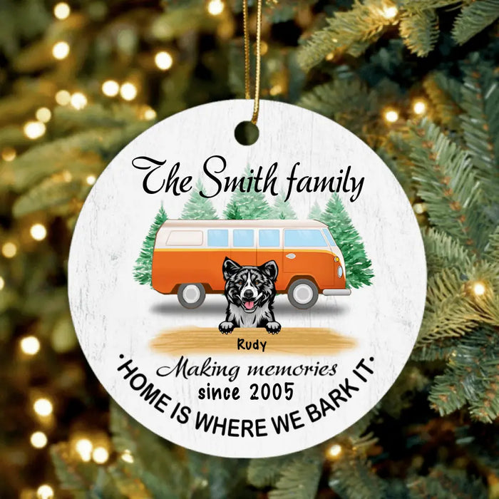 Personalized Dog Camper Ornament - Upto 5 Dogs - Best Gift For Dog Lover - Home Is Where We Bark It