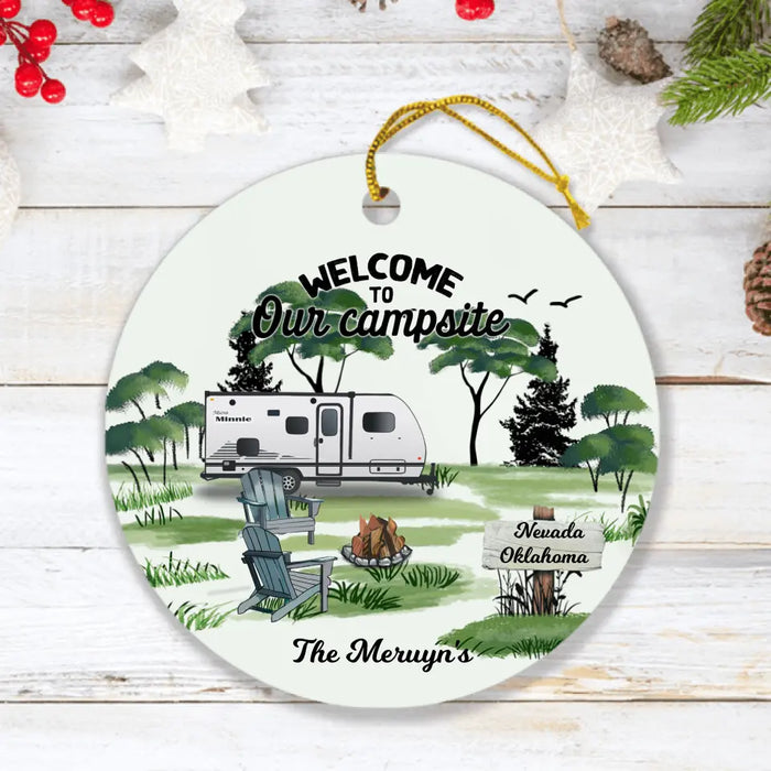 Custom Personalized Camping Ornament - Gift For Camping Lovers - Welcome To Our Campsite