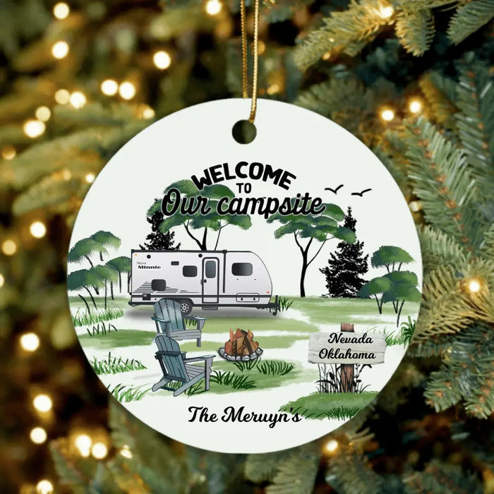Custom Personalized Camping Ornament - Gift For Camping Lovers - Welcome To Our Campsite