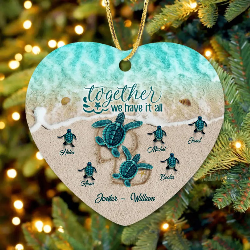 Personalized Turtle Ornament - Up to 6 Baby Turtles - And So We Build A Life We Love