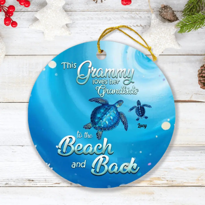 Custom Personalized Grandma Turtle Ornament - Upto 6 Turtles - This Grammy Loves Her Grandkids To The Beach And Back - HWDFYR