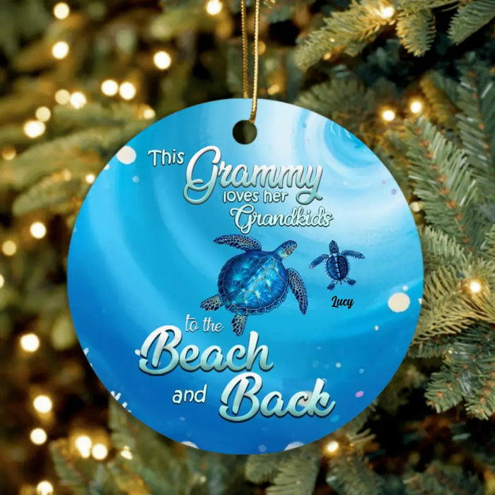 Custom Personalized Grandma Turtle Ornament - Upto 6 Turtles - This Grammy Loves Her Grandkids To The Beach And Back - HWDFYR