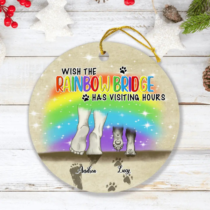 Custom Personalized Dog's Paws Ornament - Best Gift Idea For Dog Lovers - Wish The Rainbow Bridge Has Visiting Hours