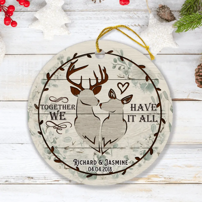 Custom Personalized Old Buck & Sweet Doe Ornament - Best Gift For Couple