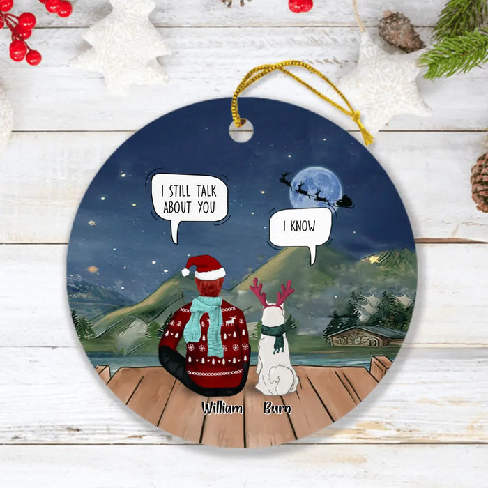 Custom Personalized Christmas Memorial Pet Mom/Dad Ornament - Adult/ Couple With Upto 6 Pets - Christmas Gift For Cat/ Dog Lover