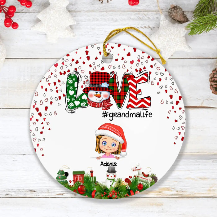 Custom Personalized Christmas Grandmalife Ornament - Upto 6 Kids - Gift Idea For Grandma, Mama