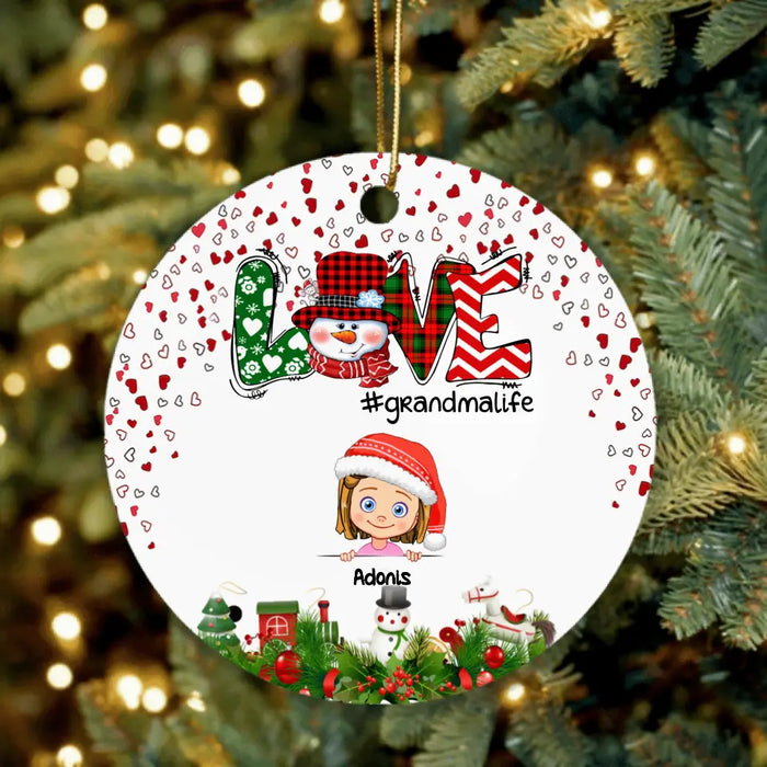 Custom Personalized Christmas Grandmalife Ornament - Upto 6 Kids - Gift Idea For Grandma, Mama