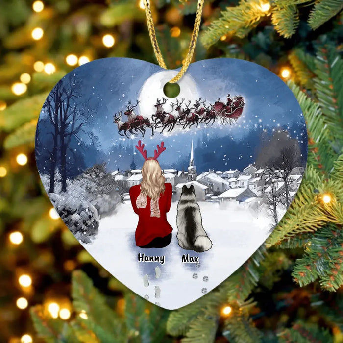 Custom Personalized Xmas Pet Ornament - Upto 4 Pets - Best Gift For Dog Lovers/Cat Lovers - TT1FV8