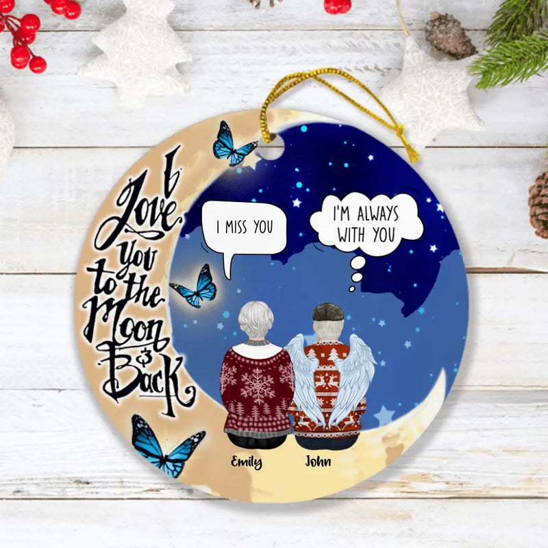 Personalized Family Memorial Ornament - I Love You To The Moon And Back