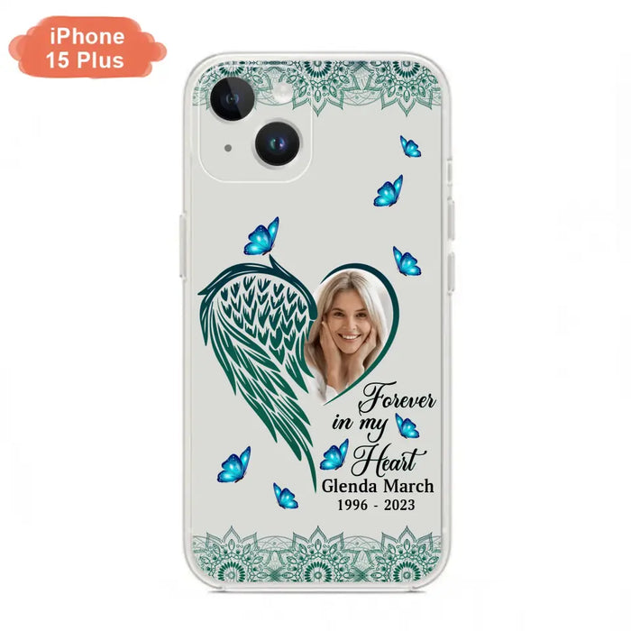 Custom Personalized Memorial Wing Heart Phone Case - Memorial Gift Idea For Family - Case For iPhone/Samsung - Forever In My Heart