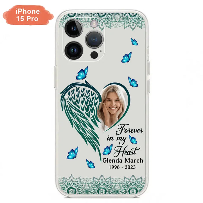 Custom Personalized Memorial Wing Heart Phone Case - Memorial Gift Idea For Family - Case For iPhone/Samsung - Forever In My Heart