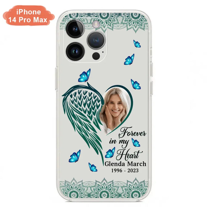 Custom Personalized Memorial Wing Heart Phone Case - Memorial Gift Idea For Family - Case For iPhone/Samsung - Forever In My Heart