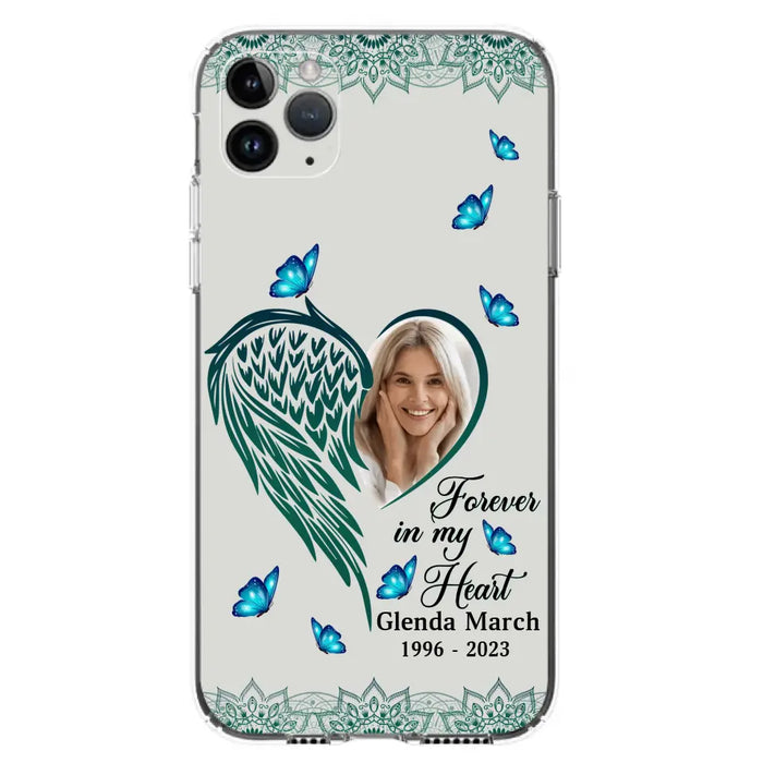 Custom Personalized Memorial Wing Heart Phone Case - Memorial Gift Idea For Family - Case For iPhone/Samsung - Forever In My Heart