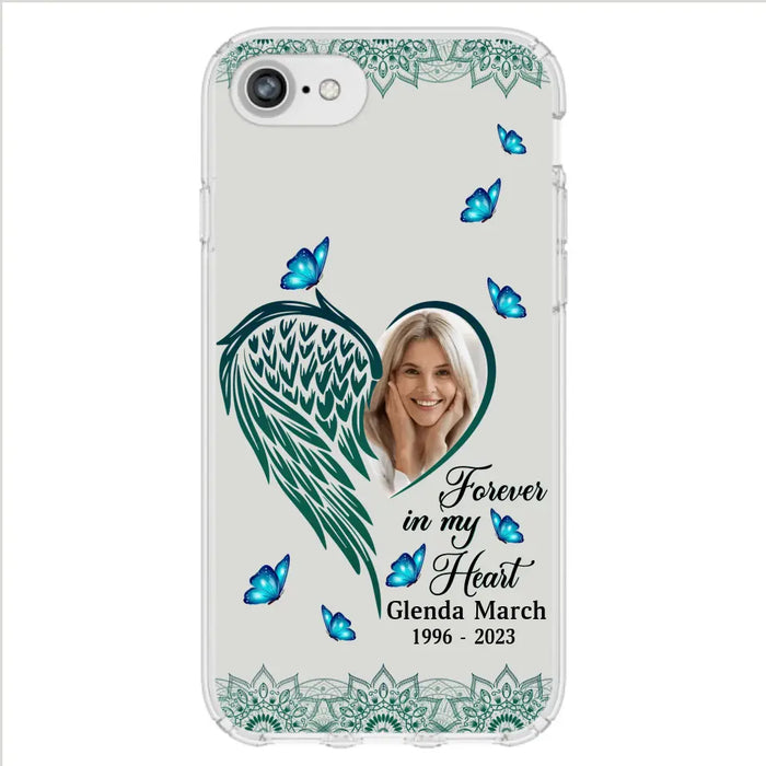 Custom Personalized Memorial Wing Heart Phone Case - Memorial Gift Idea For Family - Case For iPhone/Samsung - Forever In My Heart