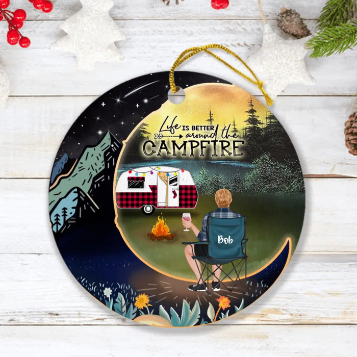 Custom Personalized Camping Ornament - Upto 5 Pets - Best Gift For Camping Lover - Life Is Better Around The Campfire