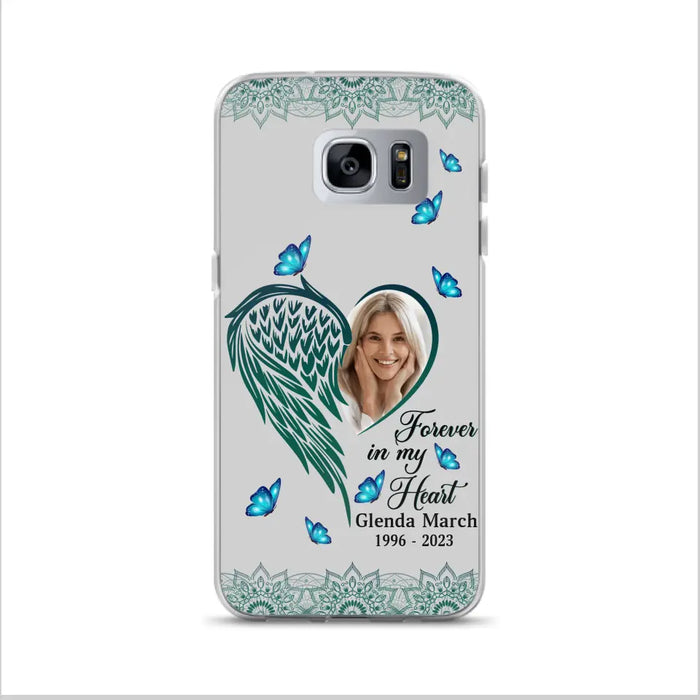 Custom Personalized Memorial Wing Heart Phone Case - Memorial Gift Idea For Family - Case For iPhone/Samsung - Forever In My Heart