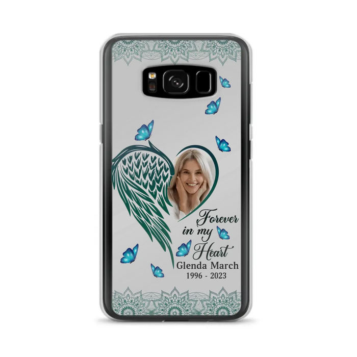 Custom Personalized Memorial Wing Heart Phone Case - Memorial Gift Idea For Family - Case For iPhone/Samsung - Forever In My Heart