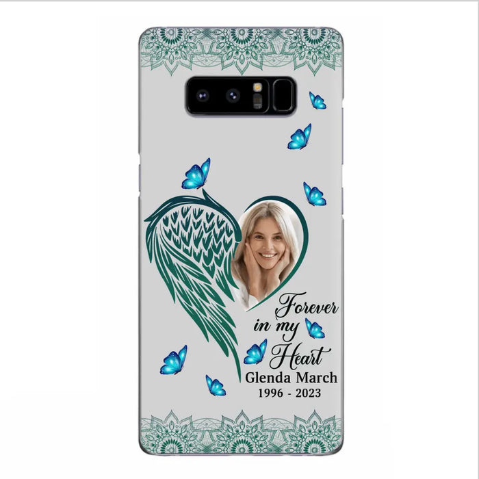 Custom Personalized Memorial Wing Heart Phone Case - Memorial Gift Idea For Family - Case For iPhone/Samsung - Forever In My Heart