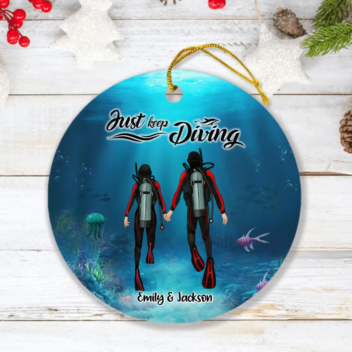 Custom Personalized Couple Diving Ornament - Best Gift For Couple - Just Keep Diving