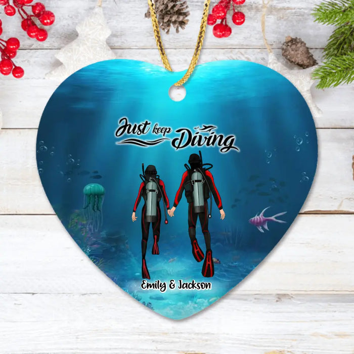 Custom Personalized Couple Diving Ornament - Best Gift For Couple - Just Keep Diving