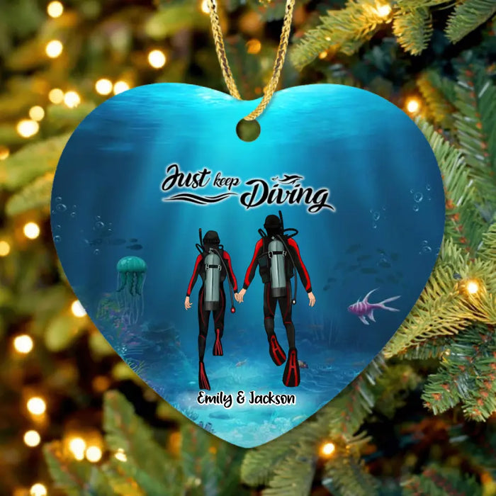 Custom Personalized Couple Diving Ornament - Best Gift For Couple - Just Keep Diving