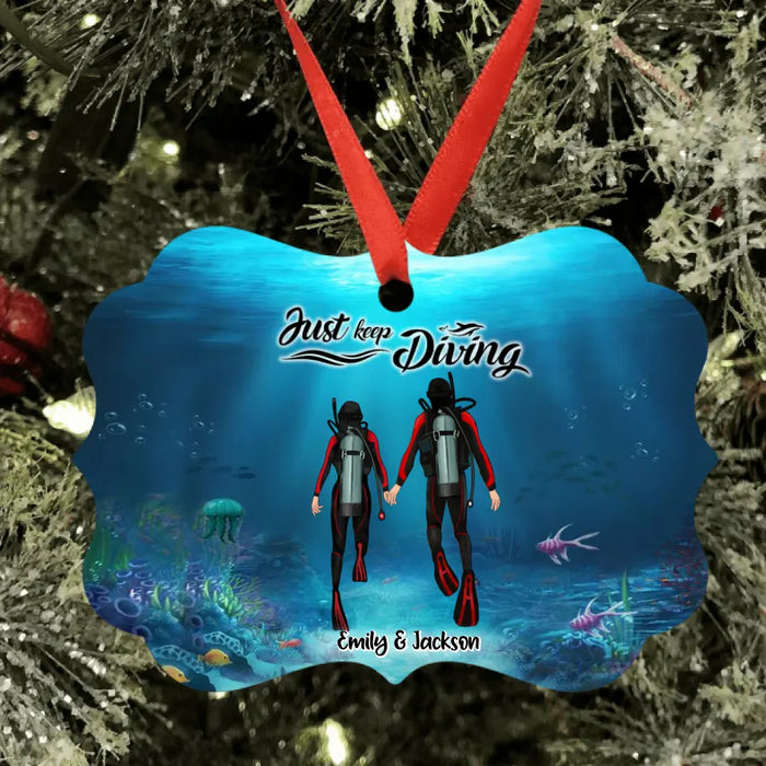 Custom Personalized Couple Diving Ornament - Best Gift For Couple - Just Keep Diving