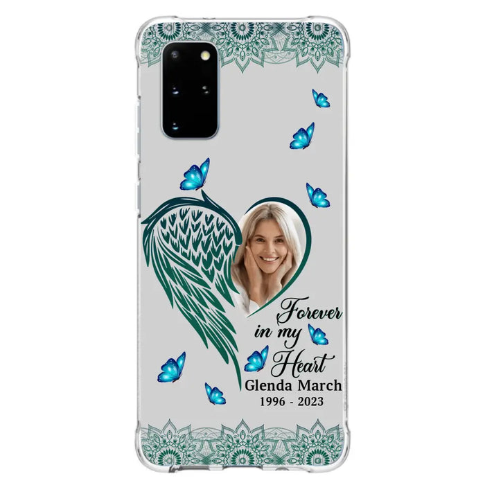 Custom Personalized Memorial Wing Heart Phone Case - Memorial Gift Idea For Family - Case For iPhone/Samsung - Forever In My Heart