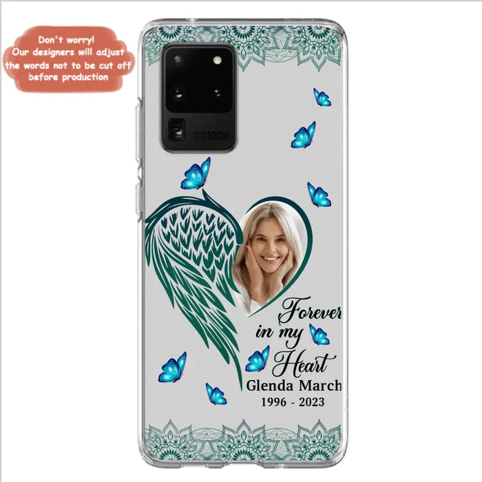 Custom Personalized Memorial Wing Heart Phone Case - Memorial Gift Idea For Family - Case For iPhone/Samsung - Forever In My Heart