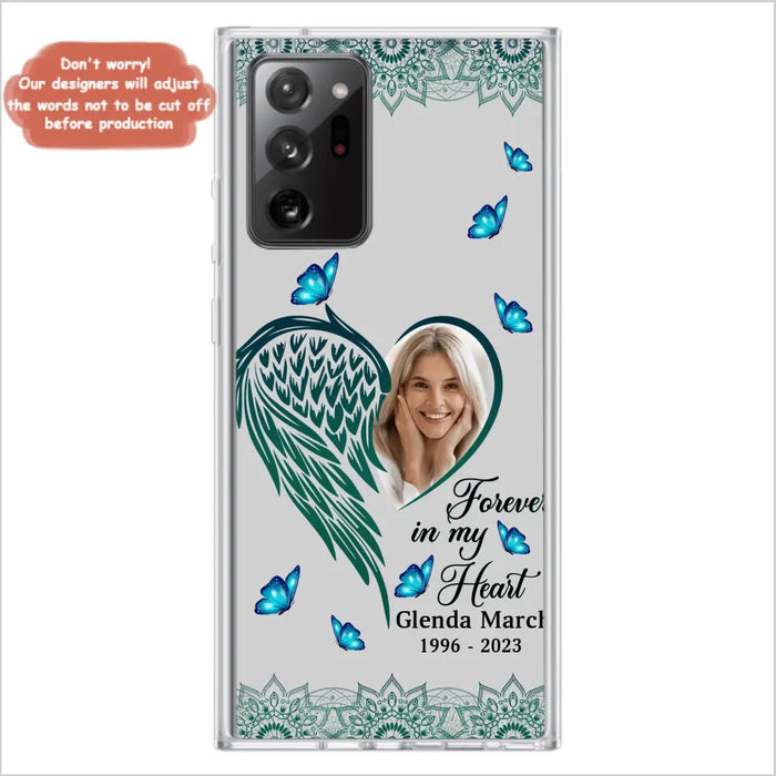 Custom Personalized Memorial Wing Heart Phone Case - Memorial Gift Idea For Family - Case For iPhone/Samsung - Forever In My Heart