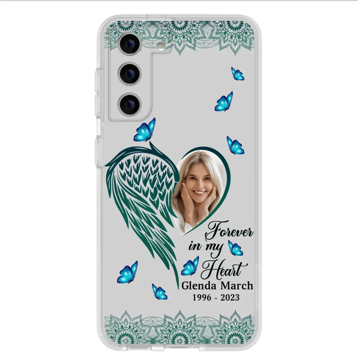 Custom Personalized Memorial Wing Heart Phone Case - Memorial Gift Idea For Family - Case For iPhone/Samsung - Forever In My Heart