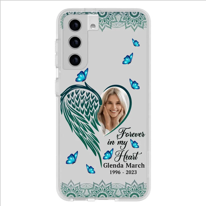 Custom Personalized Memorial Wing Heart Phone Case - Memorial Gift Idea For Family - Case For iPhone/Samsung - Forever In My Heart