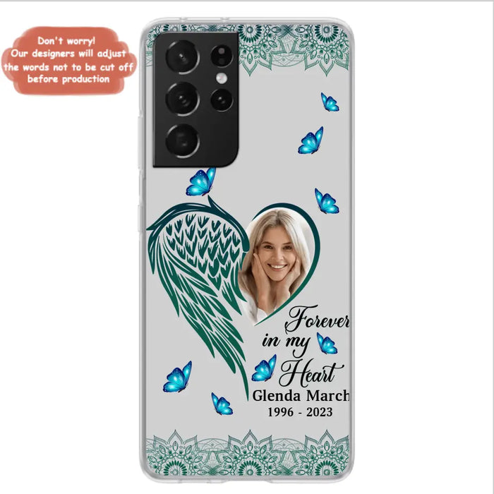 Custom Personalized Memorial Wing Heart Phone Case - Memorial Gift Idea For Family - Case For iPhone/Samsung - Forever In My Heart