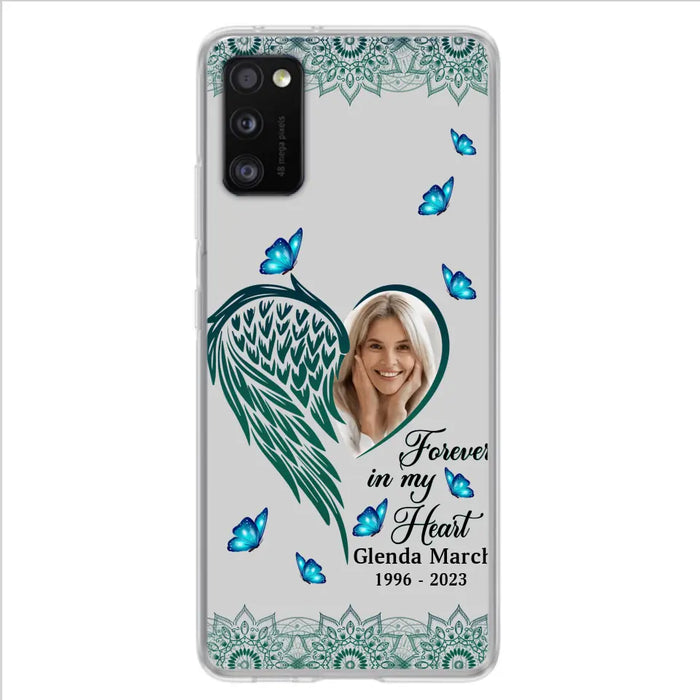 Custom Personalized Memorial Wing Heart Phone Case - Memorial Gift Idea For Family - Case For iPhone/Samsung - Forever In My Heart