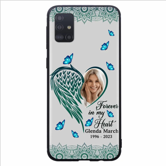 Custom Personalized Memorial Wing Heart Phone Case - Memorial Gift Idea For Family - Case For iPhone/Samsung - Forever In My Heart