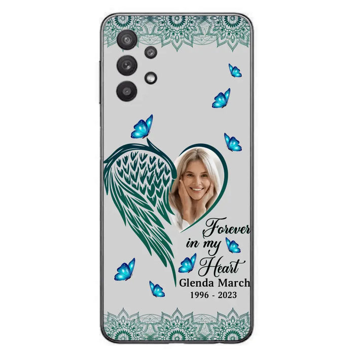 Custom Personalized Memorial Wing Heart Phone Case - Memorial Gift Idea For Family - Case For iPhone/Samsung - Forever In My Heart