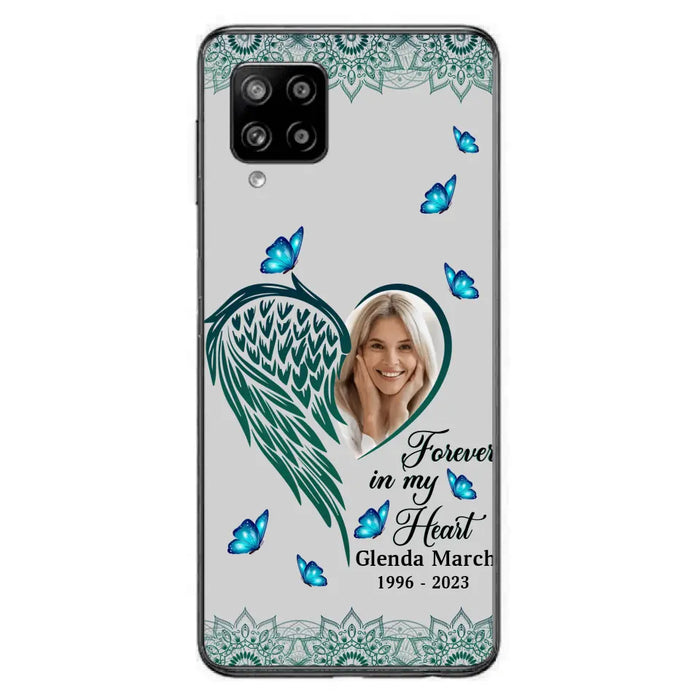 Custom Personalized Memorial Wing Heart Phone Case - Memorial Gift Idea For Family - Case For iPhone/Samsung - Forever In My Heart